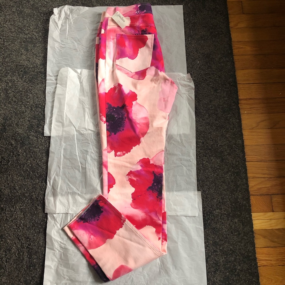 NWT Celine Pink Floral Stretch Denim Trousers 10 - Picture 6 of 15